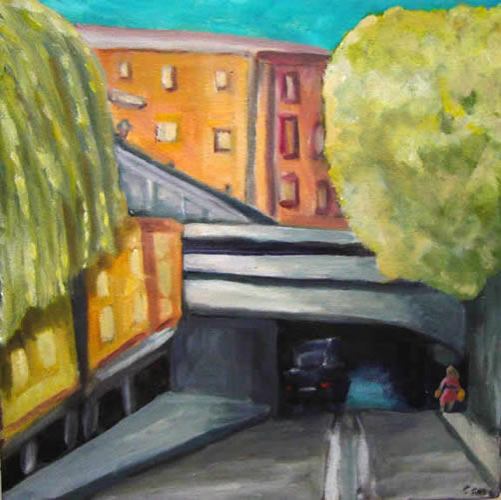 City Street, by AOM subscriber Gretchen Gold. Art Opportunities Monthly lists art competitions, art shows, grants, fellowships, public art commissions and other sources of money for artists working in all media, styles and geographic locations.