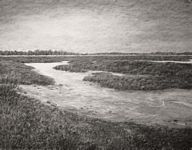 Behind the City, 2012, large charcoal drawings, 36" x 46" in.