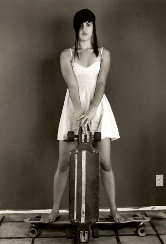 Montye Fuse, Kate and skateboards, 2009, gelatin silver print , 14 x 11  in.