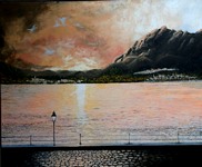 M° Prof. Pietro Sacchero (Peke) Moltrasio Lungo Lago, 2009, olio su tela, 39.375 x 47.25 in.